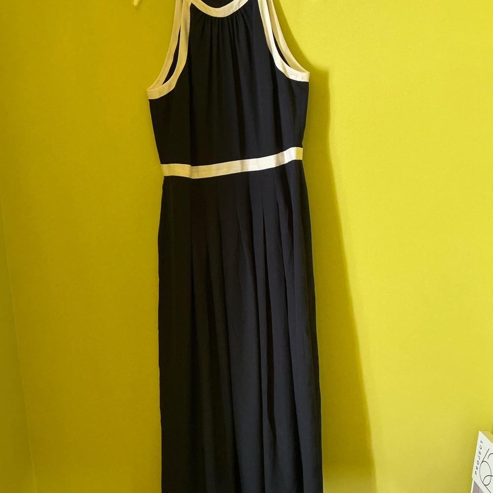 Ann Taylor Navy & Cream Colorblock Maxi Dress
